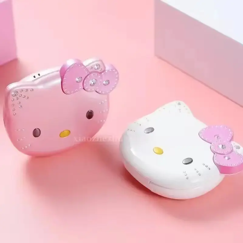 

Новый раскладной телефон Kawaii Sanrio Hello Kitty с героями мультфильмов, милый детский белый, розовый мини-телефон, детские рождественские подарки, модная модель игрушки