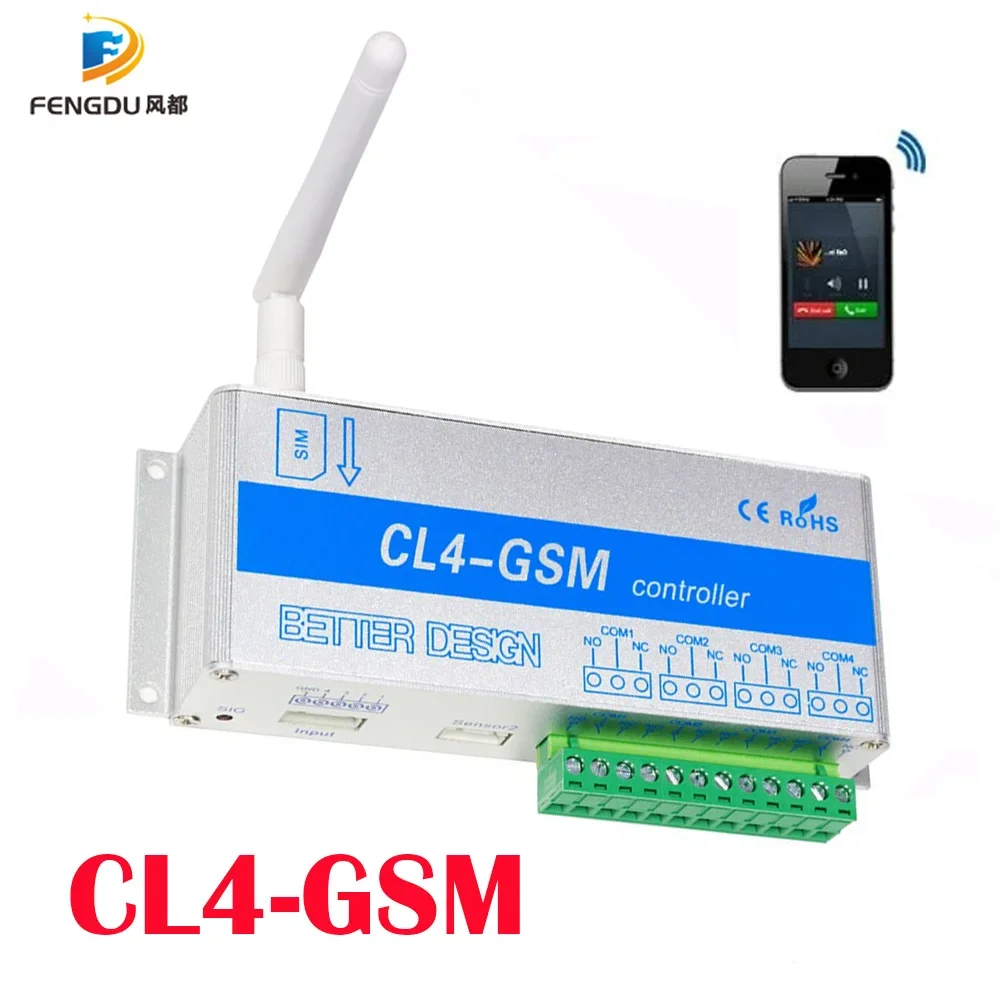 4 Channel Relay CL4-GSM SMS GSM APP Wireless Controller GSM Receiver for Gates Electric Door Opener Lock Pump Motor