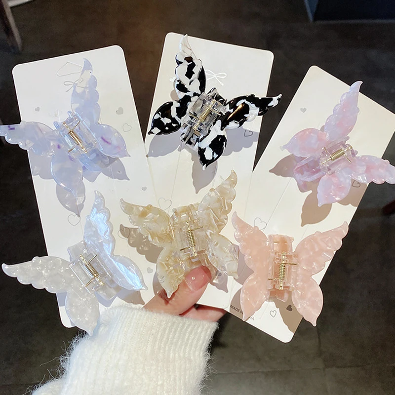 

Colorful Acetate Butterfly Hair Claw French Style Hairstyle Tools Retro Elegant Accessories Sweet Female Hair Clips