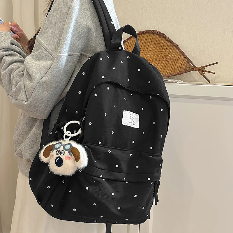

Fashion Trend Versatile Women's Nylon Cloth Polka Dot Large Capacity Outdoor Travel Backpack Simple Casual Storage Bags