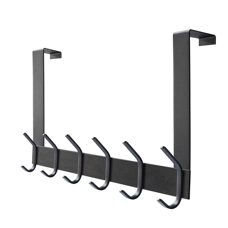 

Stainless Steel Black Door Hook Heavy Duty Door Hanger For Coat Robe Hat Towel Bathroom Kitchen Hooks With 6 Hooks