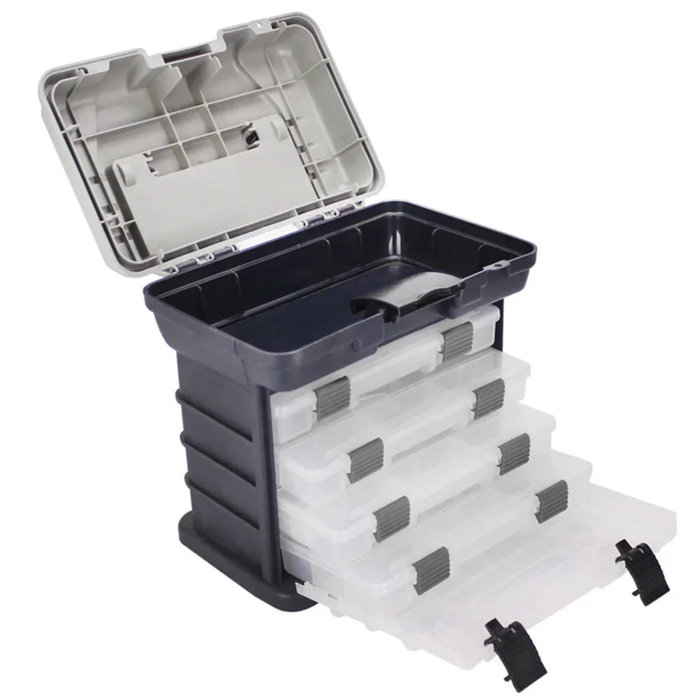 

Camping Gear Black orange,green Fishing Gear Box Foldable Fishing Box 4-layer Toolbox Multi-layer Accommodation
