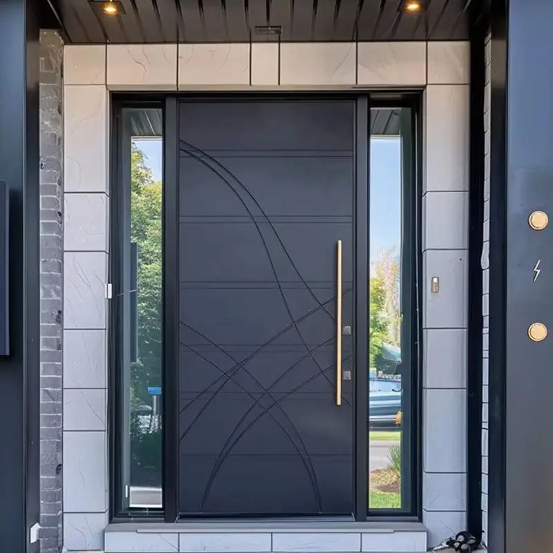 Household Intricately Carved Entrance Door High Strength Bulletproof Aluminum Alloy Hinge Doors Modern Villa Security Doors