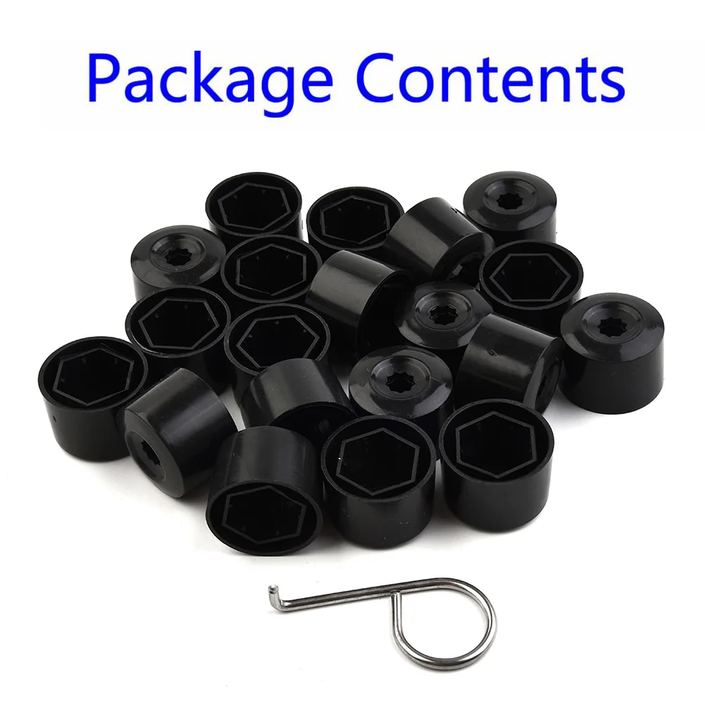 Add a Touch of Class to Your Car Wheels with 20 Black Plastic Covers for 17mm Bolts and Nuts Removal Tool Included