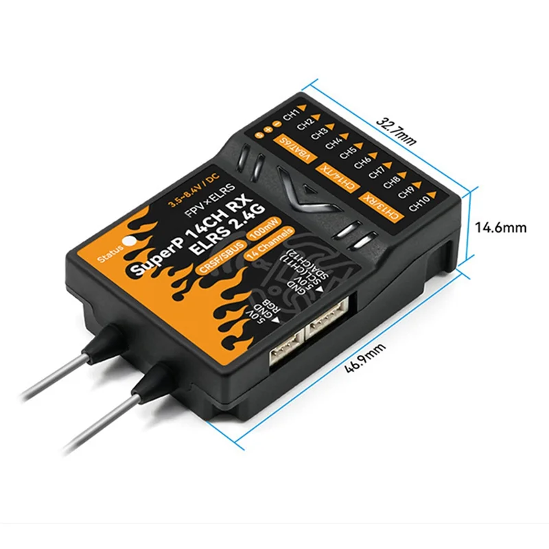 ABZZ-For BETAFPV Superp Diversity Receiver RX 14CH With 2 Antenna Dual Reception For RC FPV Airplane Boats Drones