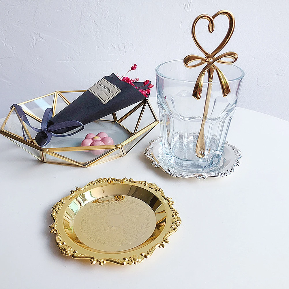 

Retro Jewelry Storage Dish Copper Desktop Organizer Wedding Birthday Valentine'S Day Gift Ring Trinket Plate Dessert Tray