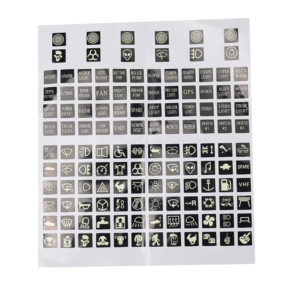 Replacement Rocker Switch Label Circuit Panel Trim 2pcs Car Accessories Decal Decoration Night Glow For Car Boat Truck Marine