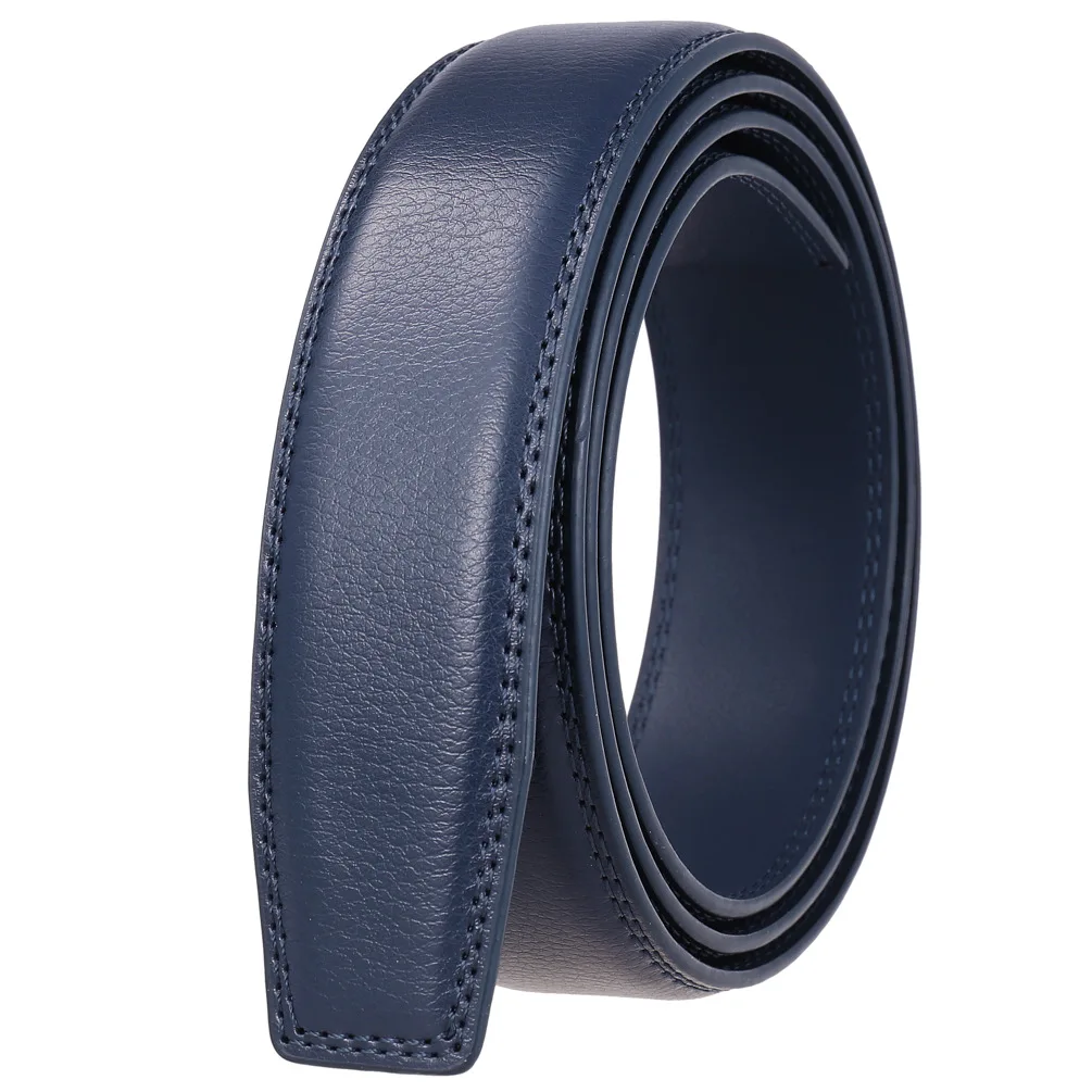 Hongmioo No Buckle 3.5cm Width Cowskin Genuine Leather Belt Men Without Automatic Buckle Strap Male Black Brown Blue Gray