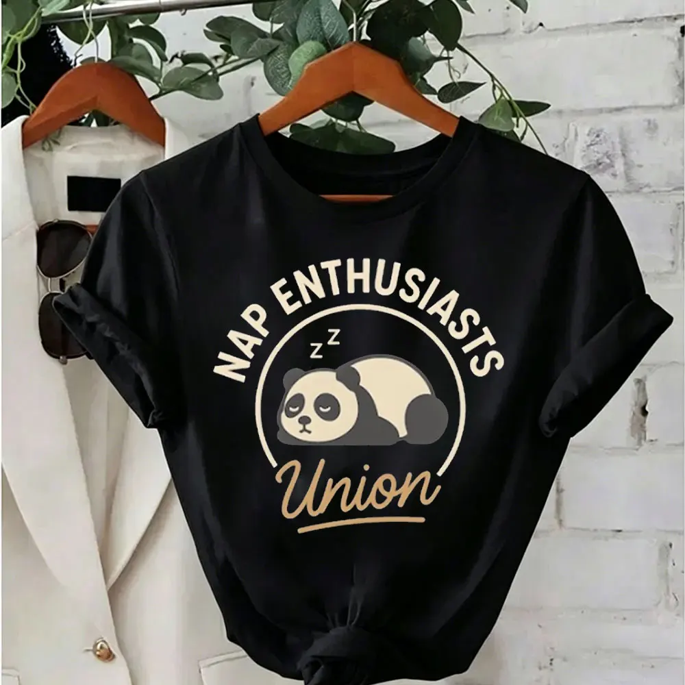 Nap Enthusiasts Union Shirt Panda Nap Lovers Tee Women Funny Sleep Club Tops Always Sleepy Graphic Tee Cute Panda Nap Tee