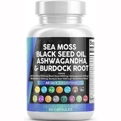 Sea grass caps black seed oil paired with burdock roots helps with immunity, intestinal cleansing, and energy