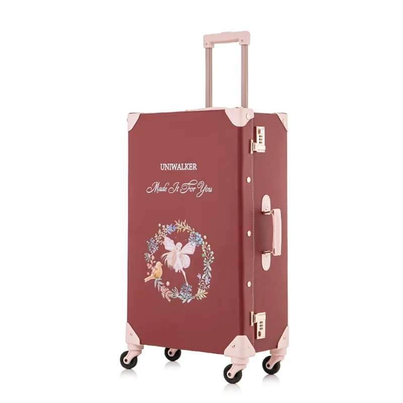 Hot! Nieuwe Dames 2 Stks/set Vintag Reiskoffer Rollende Bagage, 12 "20" 24 "26" Inch Herenmode Trolley Koffer Handtas Handtas