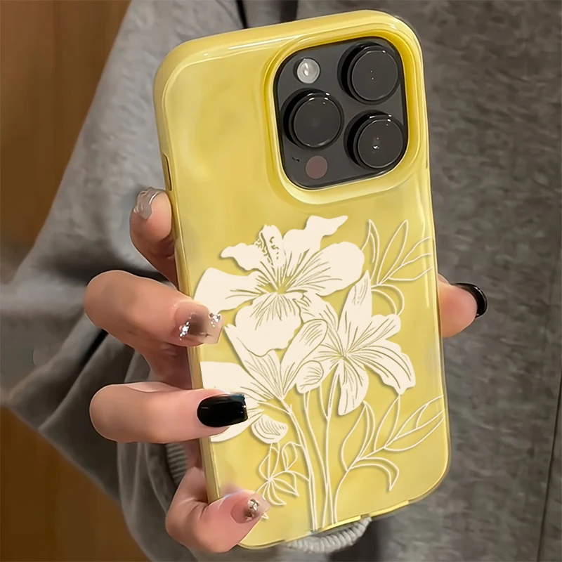 Minimalistisches Blumenmuster Handyhülle für iPhone 17 16 15 11 14 13 12 Pro Max Plus 17Air Falten-Wellen Weiche Silikon TPU Schutzhülle – Detail 2