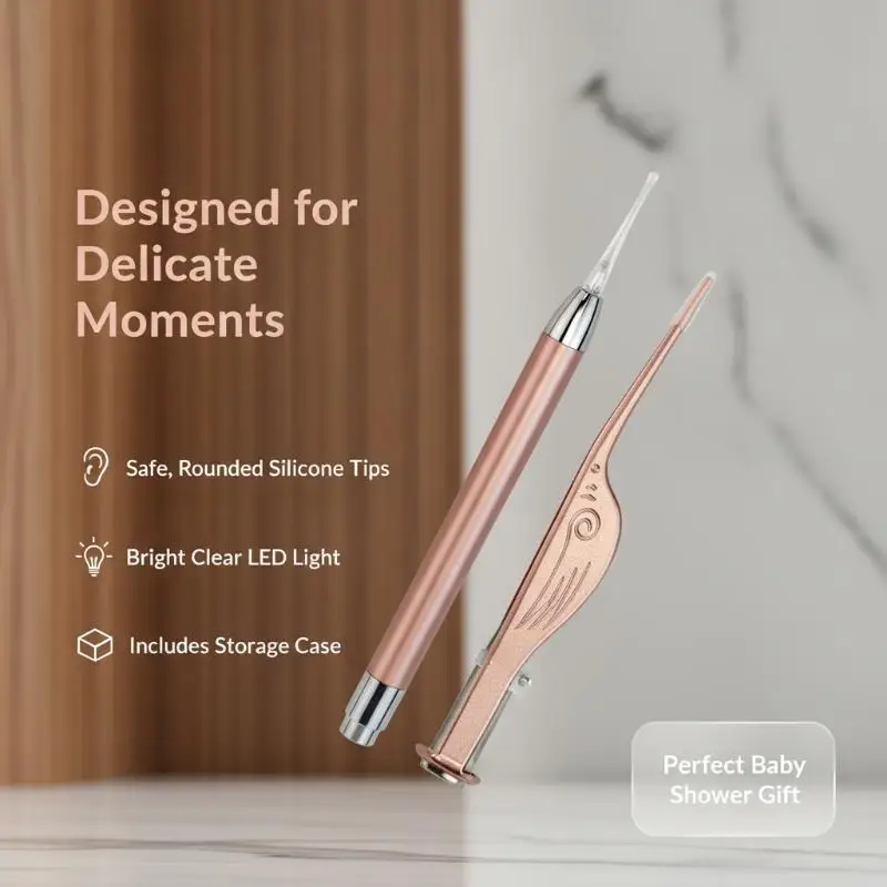 LED Light Ear Spoon Set Reusable Visible Ear Wax Removal Tool Kit with Tweezers for Home Family Ear Care
