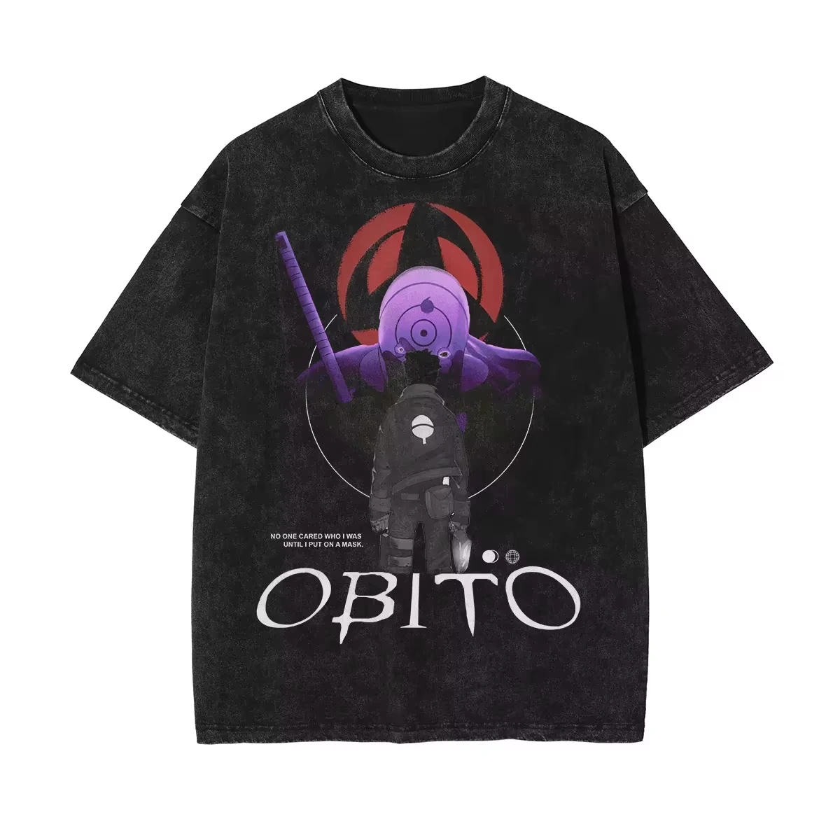 

2026 new Summer Oversized Naruto Obito Uchiha Washed T-Shirt, Vintage Distressed Anime Streetwear, Graphic Top for Men Women