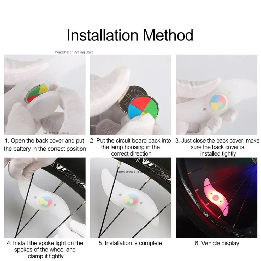 Bike Wheel Spoke Light Tire Lights 3 Mode LED Waterproof Bike Safety Warning Easy To Install Bicycle Accessories with Battery