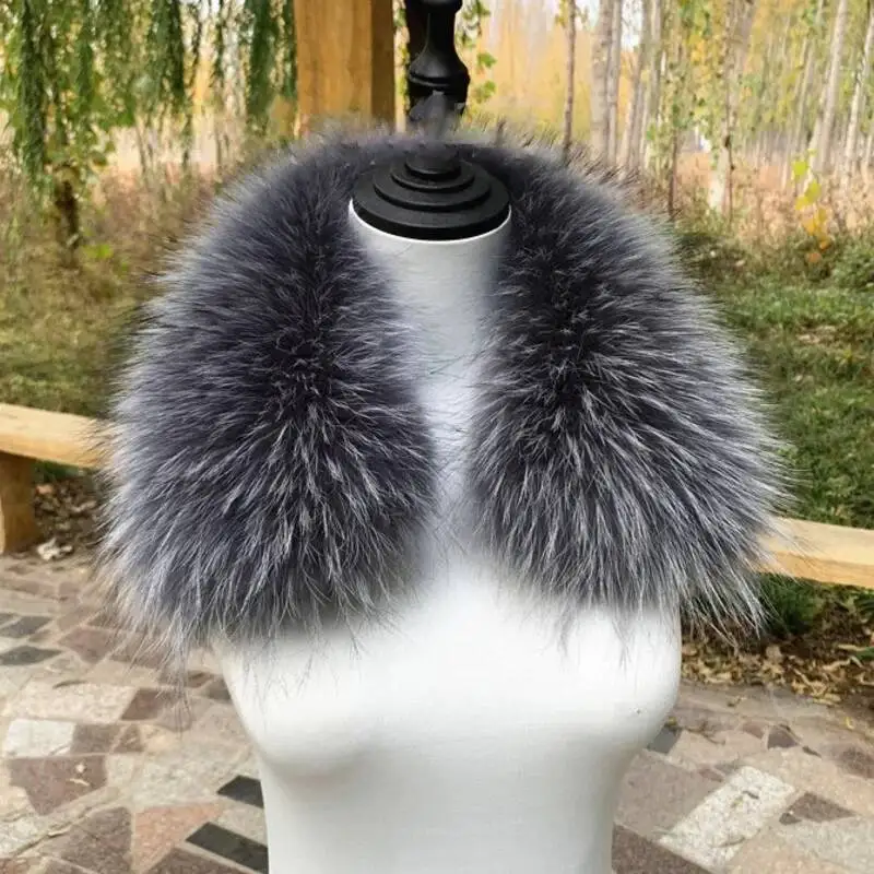 Real Raccoon Fur Collar For Women Winter Thick Neck Warmer Fur Scarves Natural Fur Collar Keep Warm Coat Jacket Fur Shawl - view 6