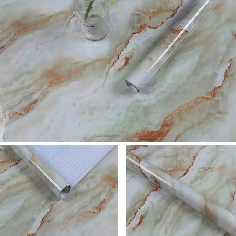 Modern Waterproof Marble Wallpaper Contact Paper PVC Wall Sticker Self Adhesive Bathroom Kitchen Countertop Home Decorative Film