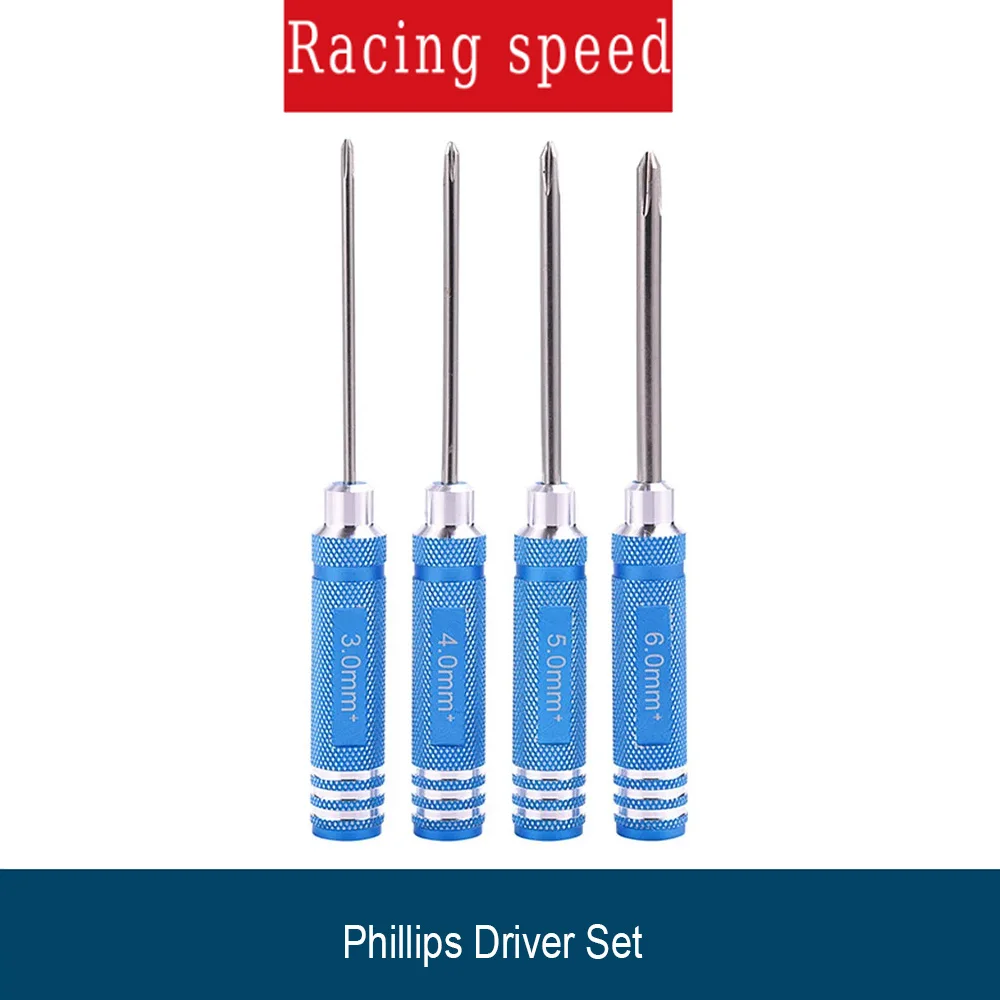 4PCS Phillips Aluminium Screwdriver Precision Set RC Car Tool, Suitable for RC Ships and Helicopters