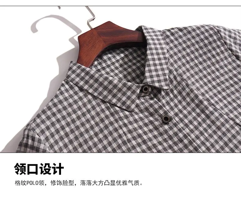 Plaid Shirt Summer New Short-sleeved Pure Cotton Women Fashionable and Loose Top