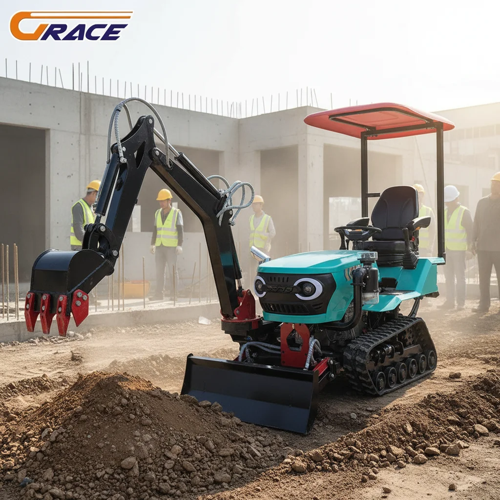 

CE Certified 25HP Crawler Tractor with Front Loader Rotary Tiller Ditcher Excavator Dozer for Farm Garden