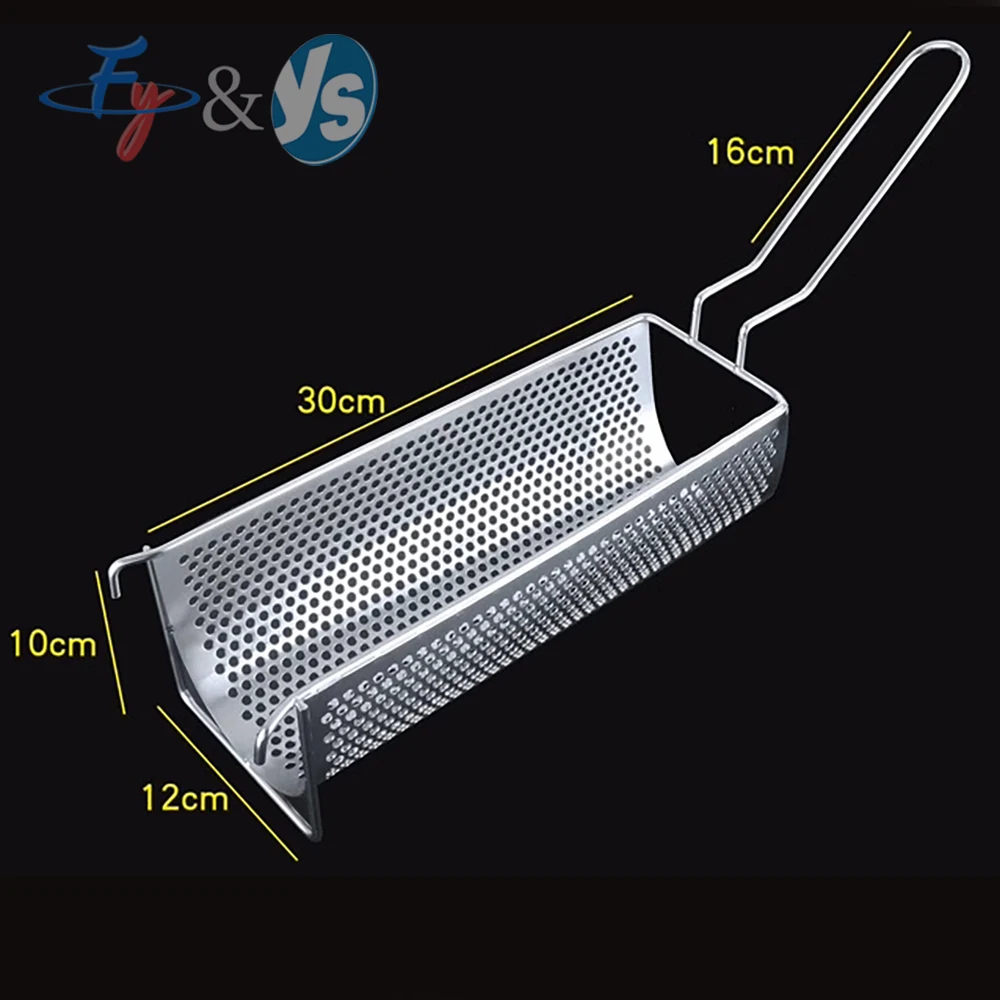 Square Mesh Food Strainer for Chicken Wings/French Fries, Stainless Steel Fry Basket  Kitchen & Restaurant Serving Tool
