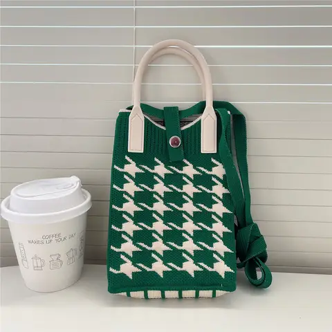 बुना हुआ क्रॉसबॉडी फोन बैग फैशनेबल कैज़ुअल हैंडबैग एडजस्टेबल शोल्डर स्ट्रैप छोटा आला सिंगल शोल्डर हैंडबैग 12 best sales महिलाओं के साइड बैग - №10