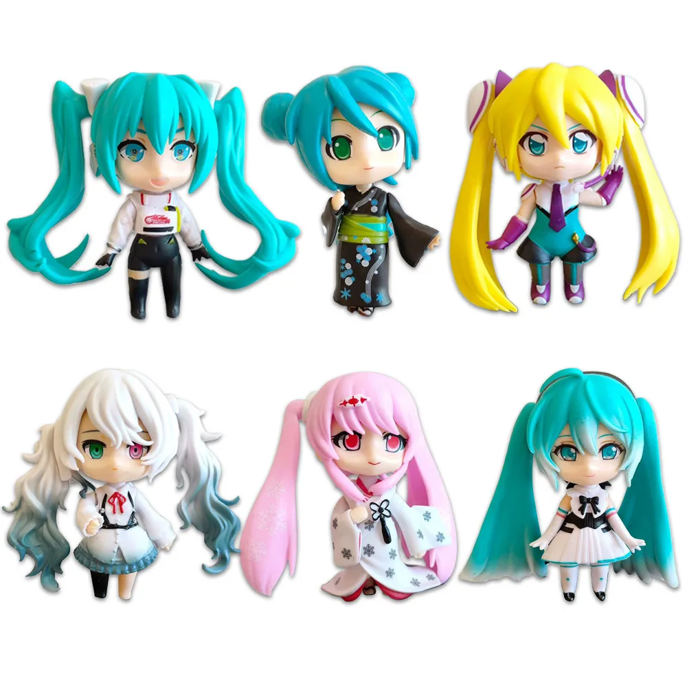 初音ミクアニメフィギュア,6点セット,カラフルなステージ,着物モデル人形1セット,ドールイレ,フランス人,シャイニー,アクションフィギュア