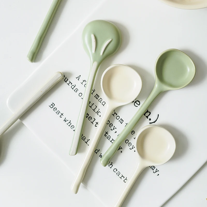 MUZITY Ceramic 2pcs Spoon Tableware Multi-Function Scoop Porridge PorcelainSoup Spoon For Restaurant Utensils Cutlery Dinnerware