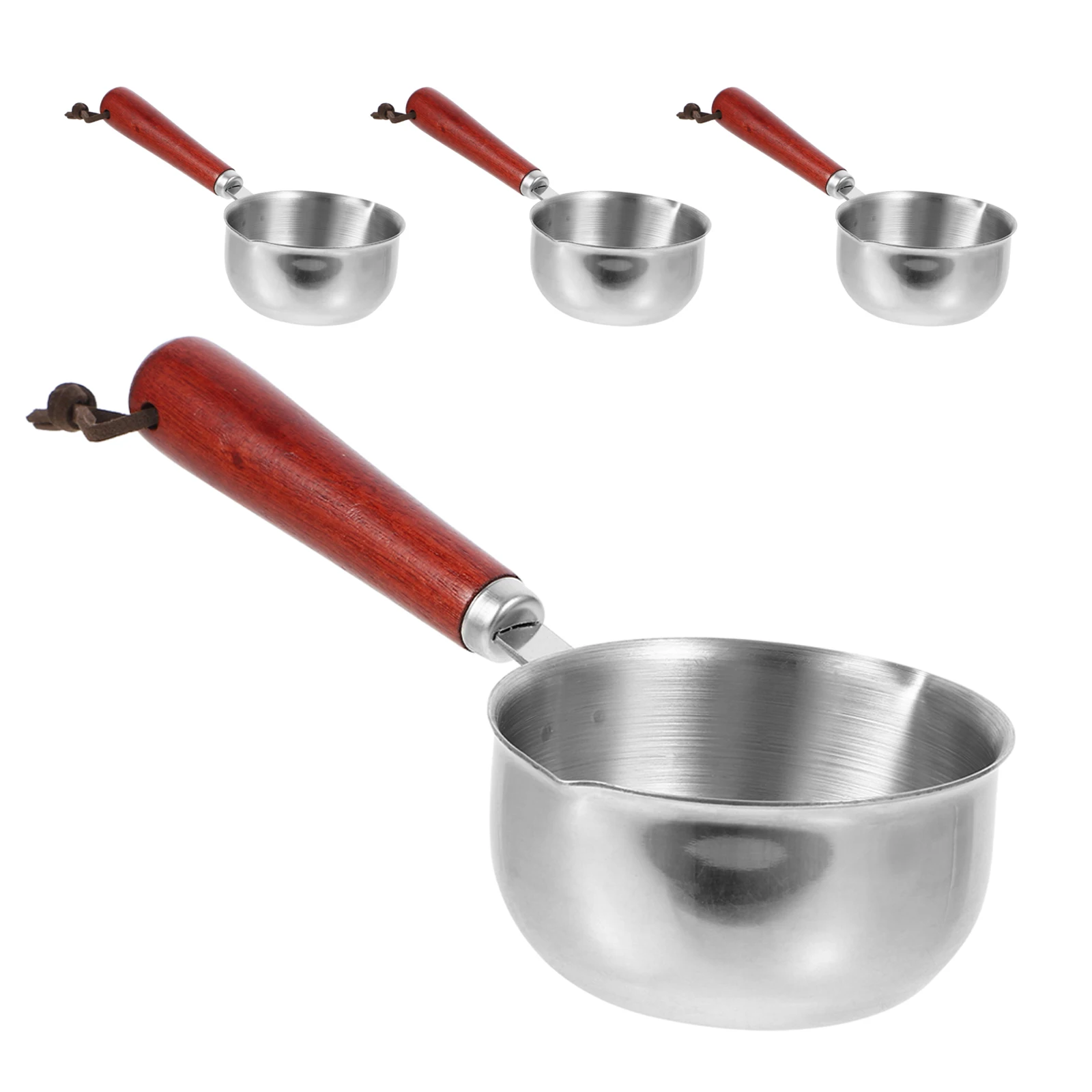 

4Pcs Stainless Steel Mini Sauce Pan 150Ml Small Cooking Pot with Measuring Scale Dual Pour Spouts for Milk Butter Wax Chocolate