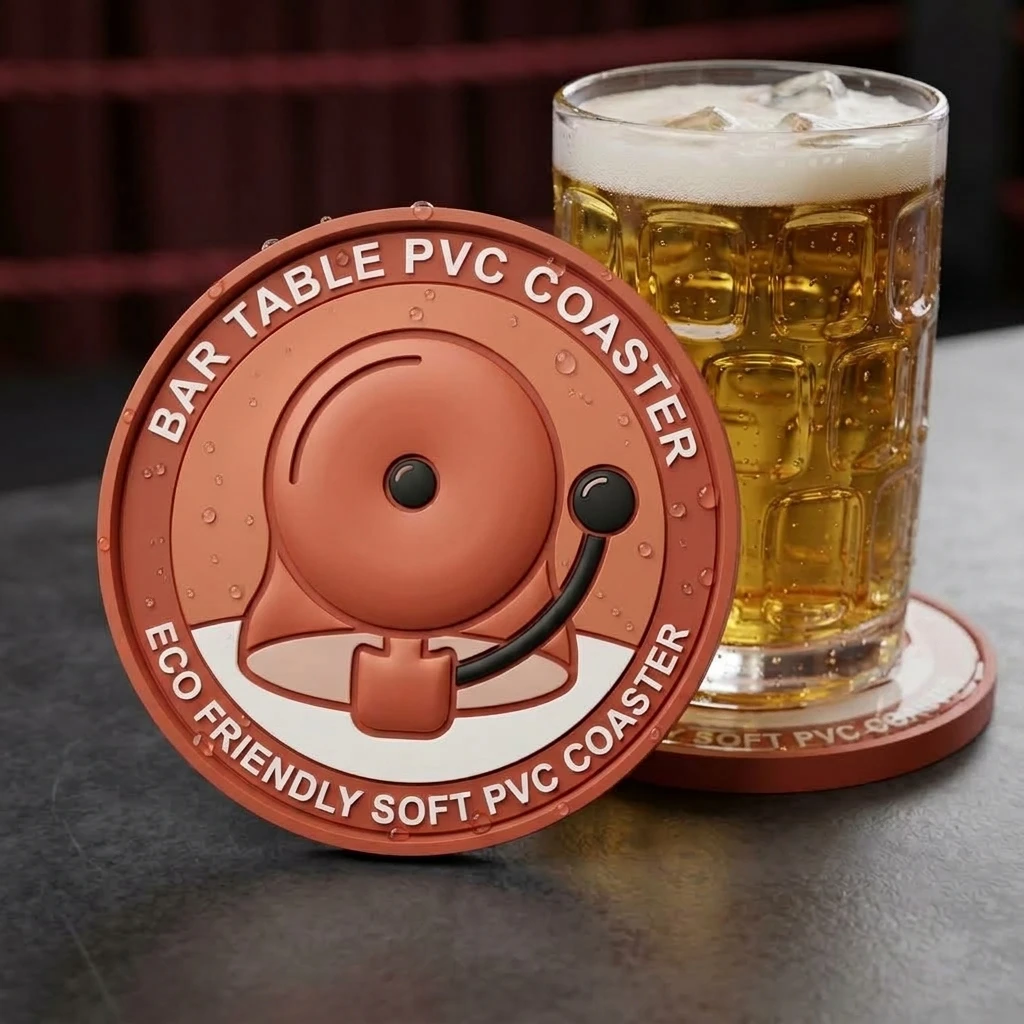 Factory Supply Custom Logo Round Tea Cup Coaster Non Slip Waterproof Soft Rubber PVC Drink Mat