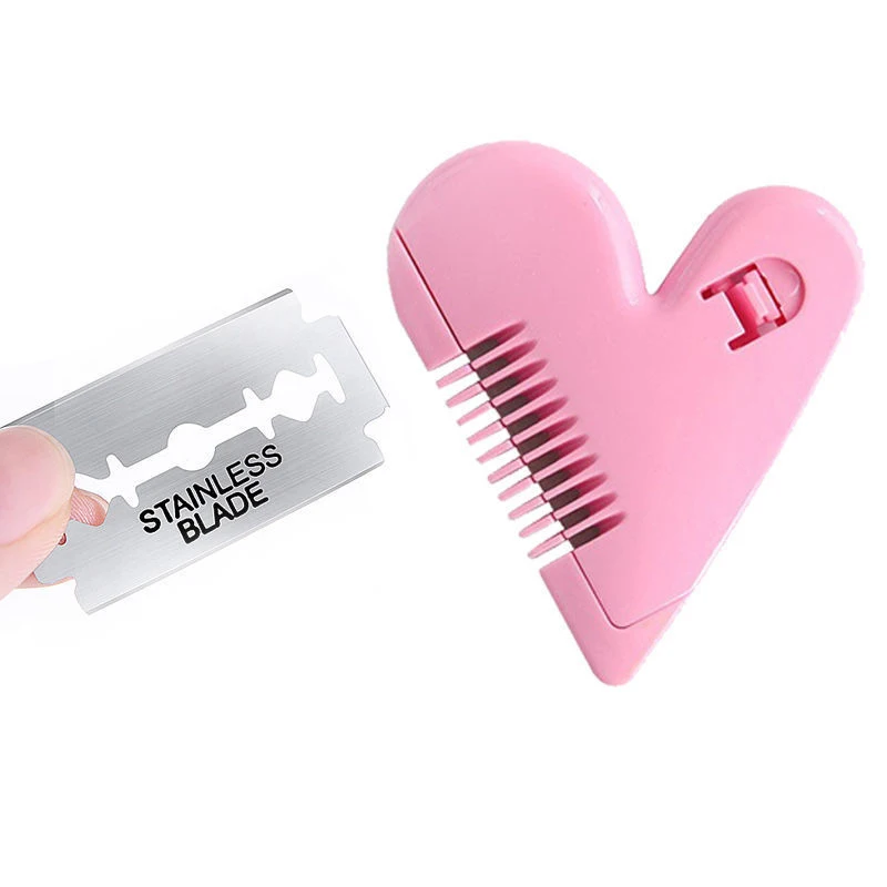 Roze Mini Trimmer Liefde Hart Vorm Haar Knippen Kam Body Bikini Ontharing Schaamhaar Borstels Met Messen Trimgereedschap