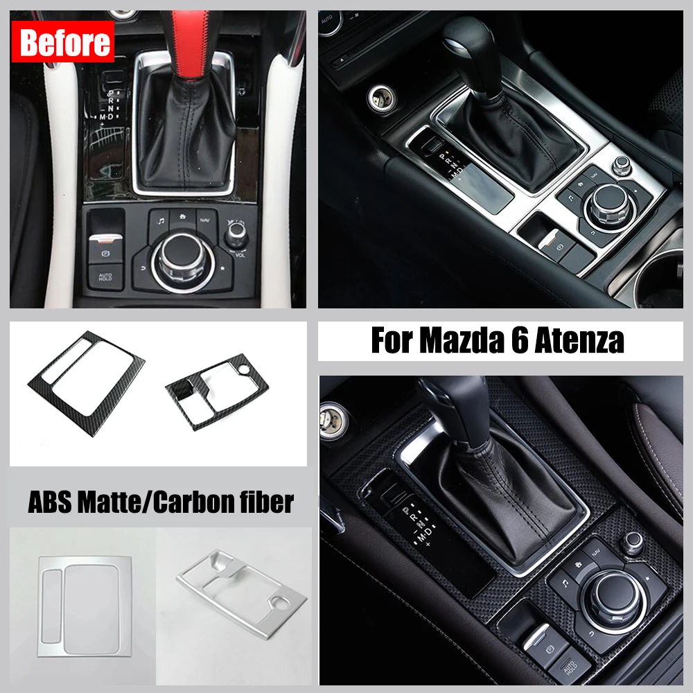 

For Mazda 6 Atenza 2016-2018 ABS Carbon fiber/Matte Interior Mouldings Car Gear Shift Gear brake panel cover Trim Accessories