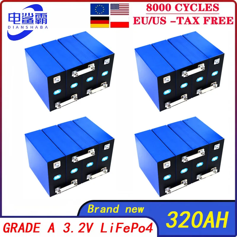 4/32PCS 3.2V 320Ah LiFePO4 Battery Lithium Iron Phosphate Batteri DIY RV EV Boats Golf Carts Home Energy Storag Cell Pack