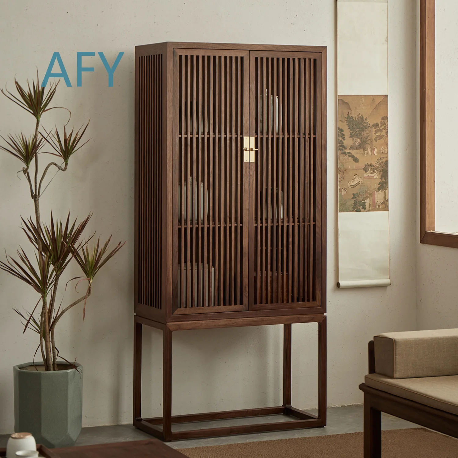 New Chinese Bookcase for Tea Cabinet Storage Cabinet Gift Cabinet Solid Wood Furniture Vintage Tea Room Decor for Old Elm