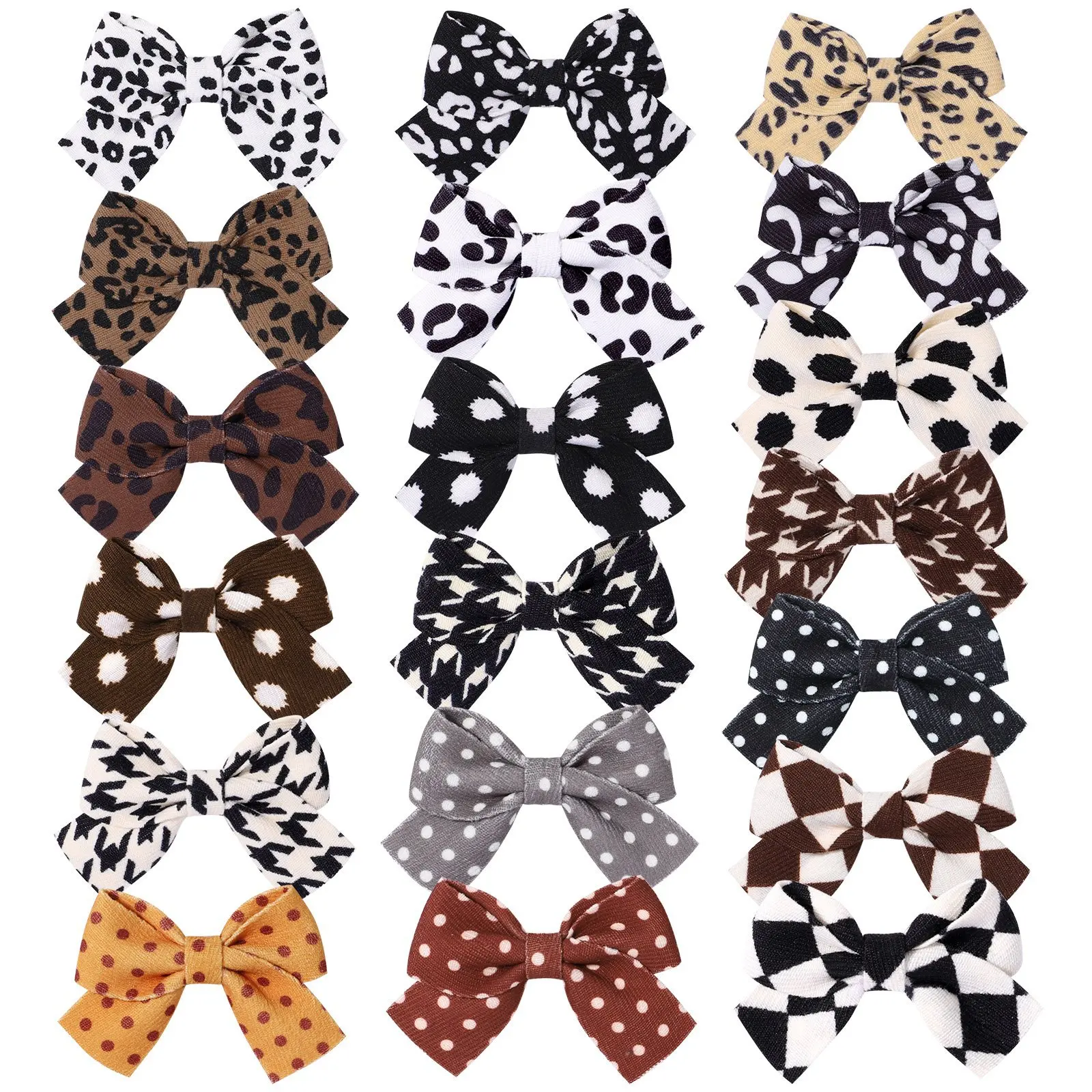 

Girls Bow Hair Clip Fabric Leopard Print Bows Hairpin Color Retro Wave Point Bowknots Korean Fashion Hair Accessories 10pcs