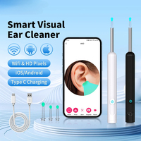 Smart Visual Ear Cleaner with Camera 1296P Ear Sticks USB C Charging Ear Wax Removal Tool WIFI Connection 6 LED Lights Earpick
