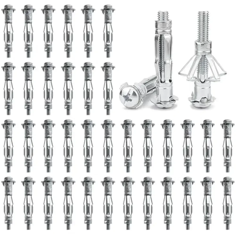 M4x38mm Screws Hollow Wall Anchors Galvanized Finish Zinc Plated Aluminium Material Expansion Bolts Rust Resistant