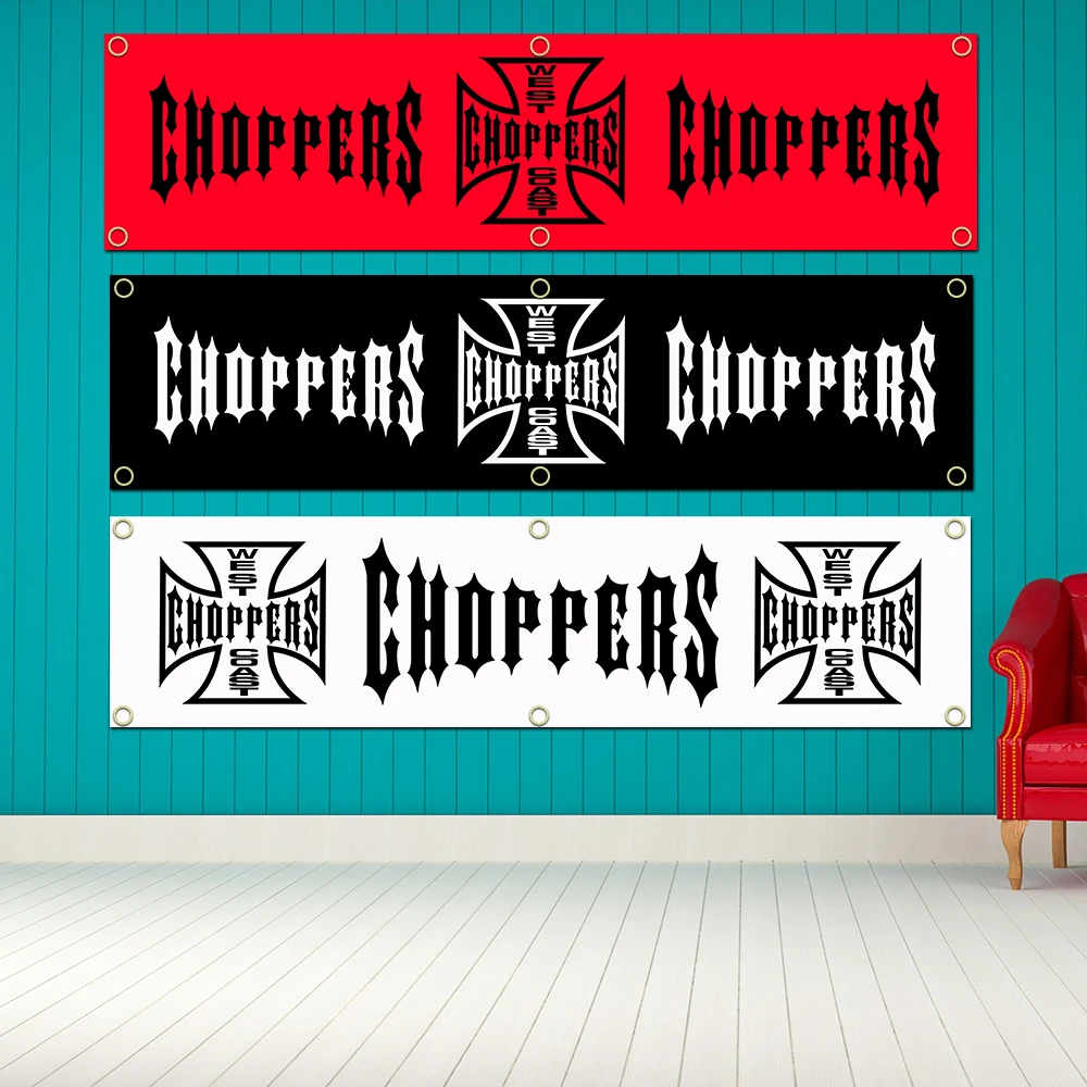 45x180cm West Coasts Chopper Motorcycle Banner Flag Polyester Printed Garage Wall Art Outdoor Decorations Tapestry