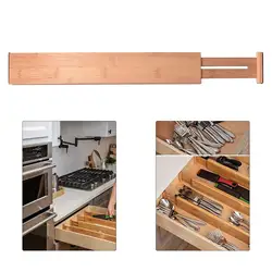 Bamboo Drawer Dividers, 13 to 22 inches Expandable Wooden Drawer Divider for Kitchen, Bathroom, Bedroom, Dresser