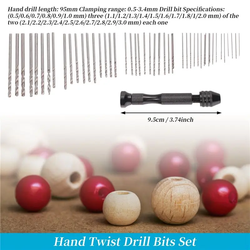 Hand Drill Set Precision Pin Vise With 49 Pcs Mini Twist Drill Bits For Model,Diy,Jewelry Making,Multipurpose Rotary Tool Drilli
