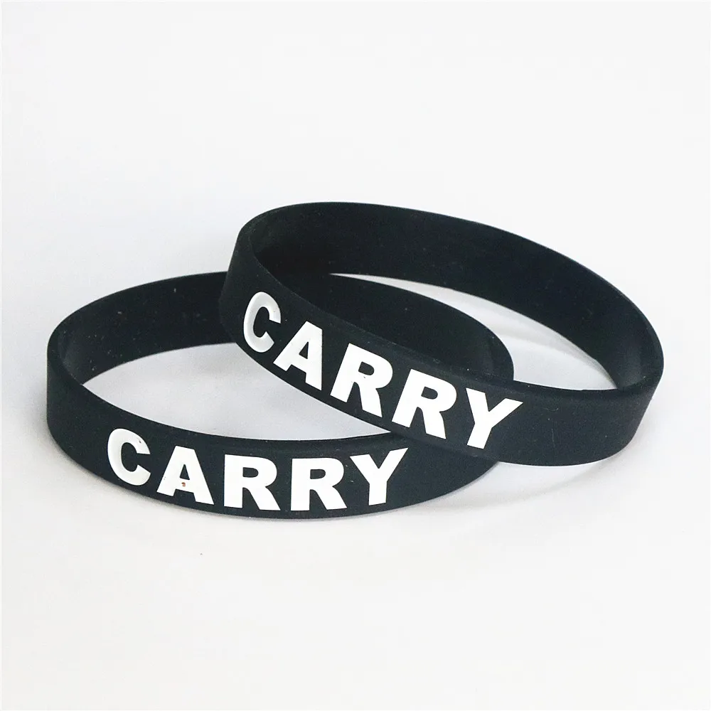 1PC Game CARRY SOLO GANK OFFLINE SUPPORT Silicone Bangles & Bracelets Letter Debossed Sport Wristbands Men Gift Jewelry SH008