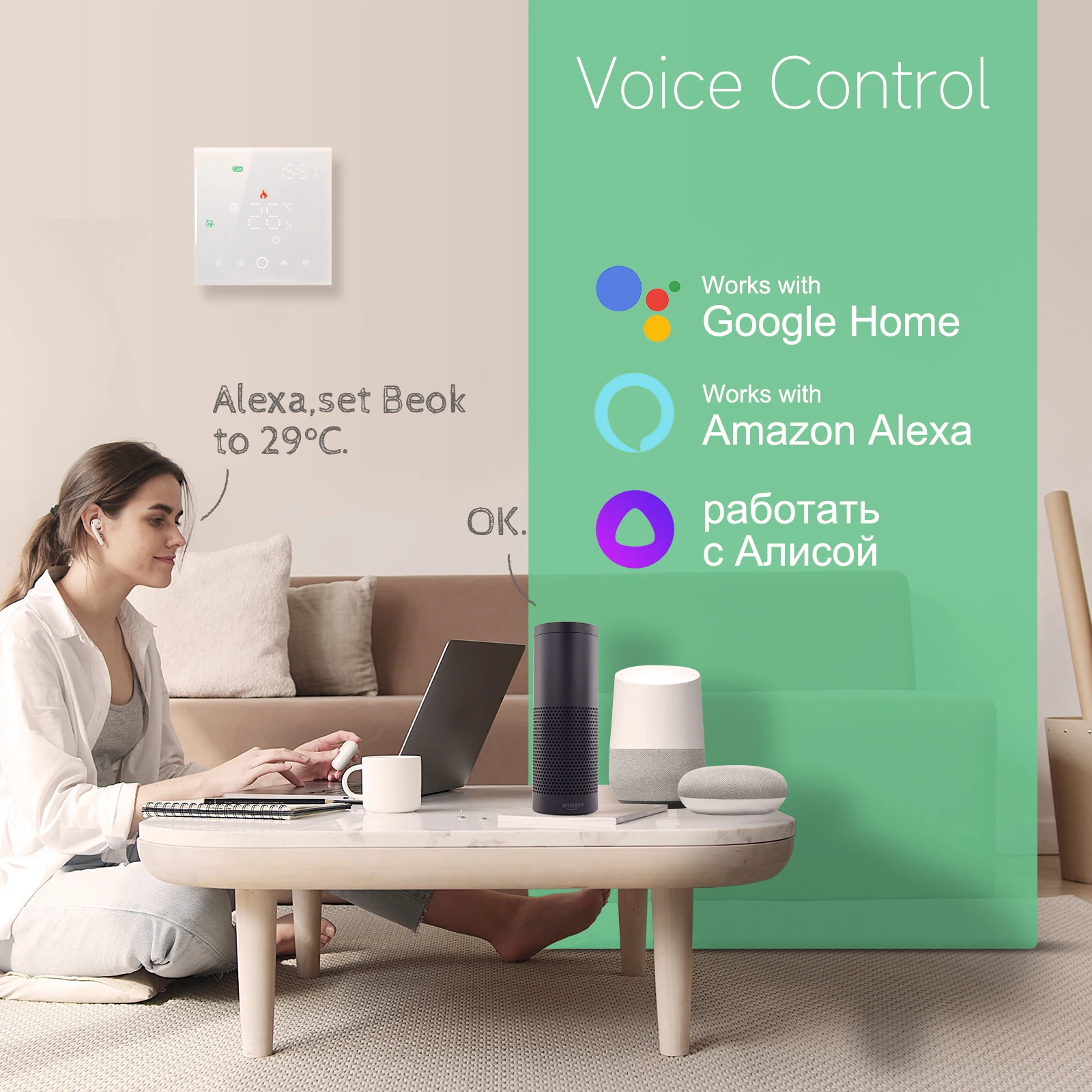 Beok Tuya Wifi Thermostat For Gas Boiler Underfloor Heating Temperature Regulator Smart Room Programmble Controller Works Alexa