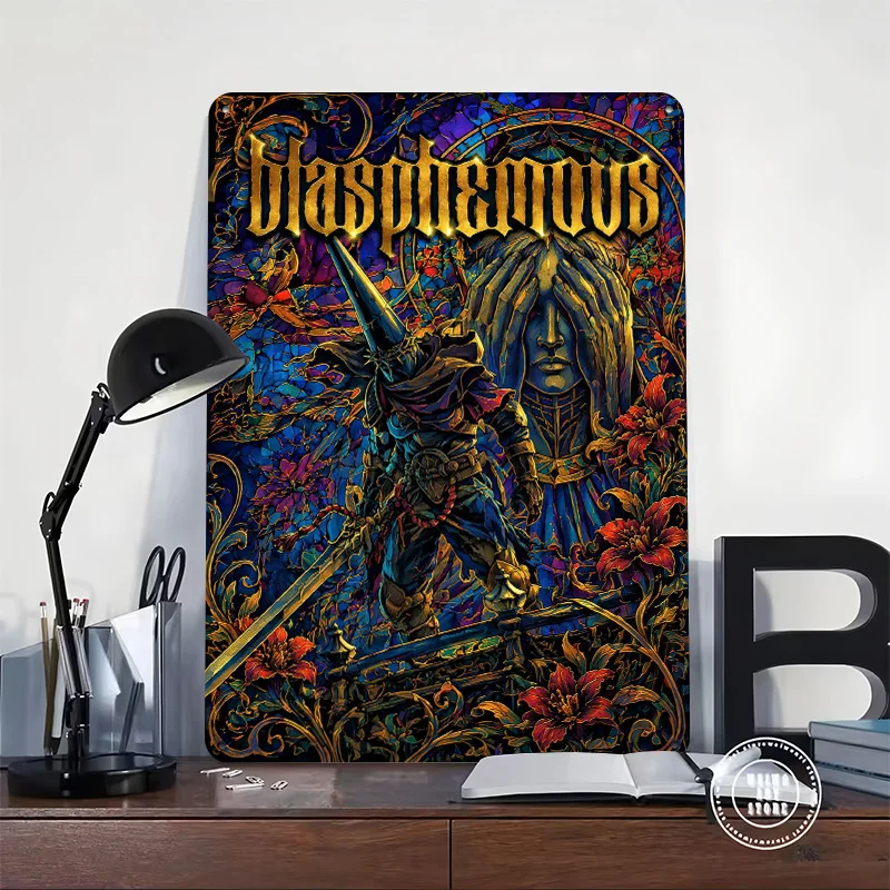 Blasphemous Game Personalized 3D Textured Metal Poster Wall Art Vintage Tin Signs for Luxury Decoration Home Decor Room House