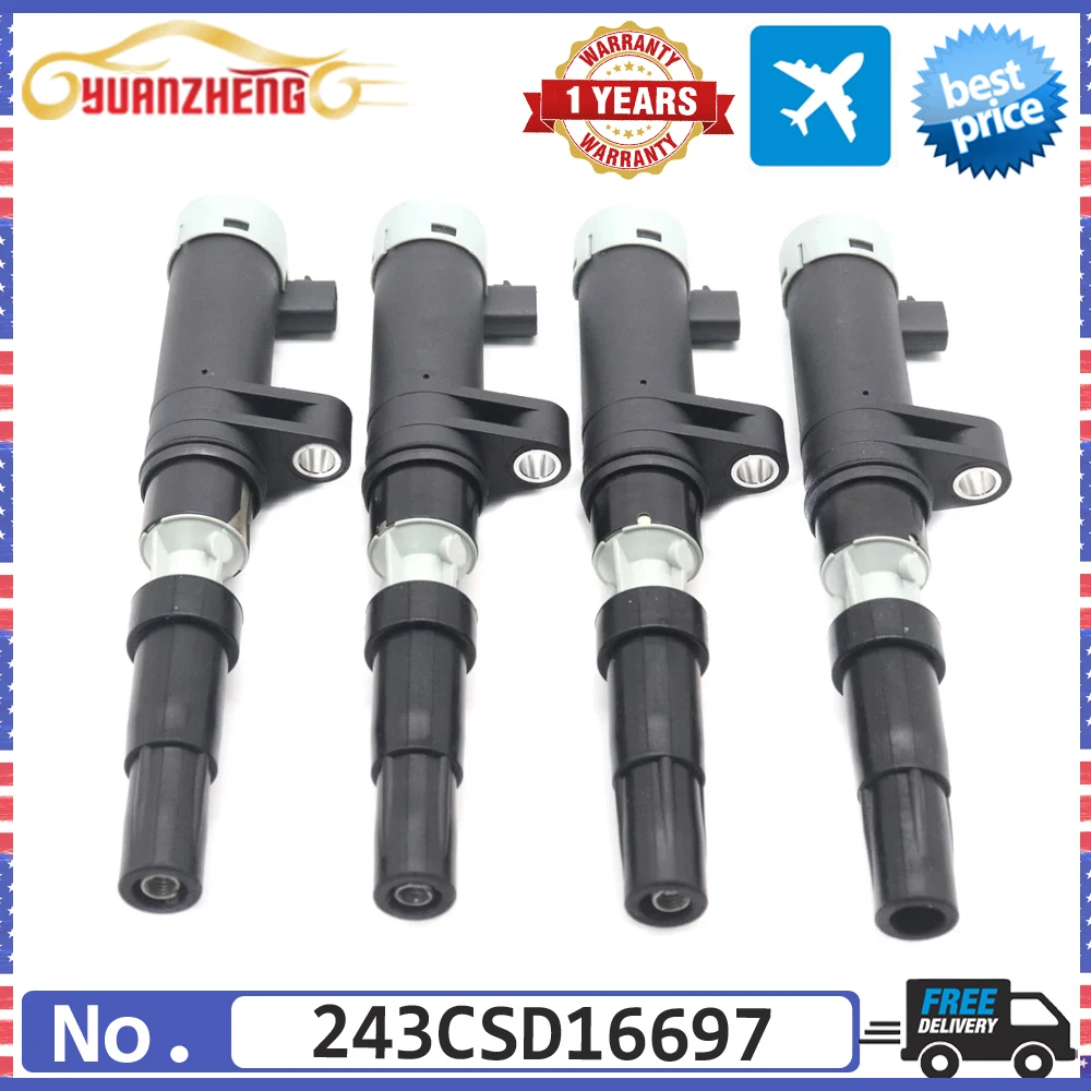 NEW 243CSD16697 High Performance Ignition Coil Kit For Clio Laguna Megane Scenic F4P F4R K4J K4M 8200405098 8200765882