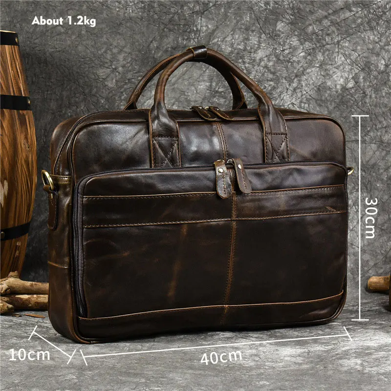 Men\'s leather dermis briefcase business handbag top layer cowhide single shoulder diagonal cross bag outdoor computer bag