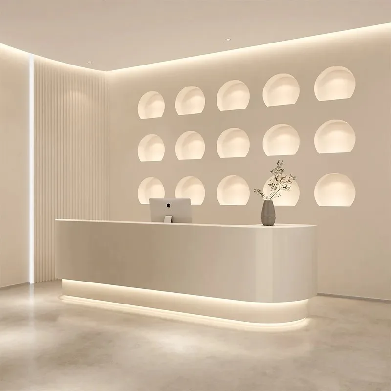 Modern minimalist dental curved paint bar table company front desk