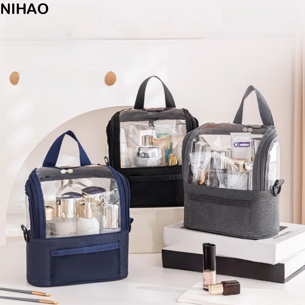 

Professional Makeup Brushes Shoulder Bag Transparent Lightweight Cosmetic Container Waterproof Multifunctional