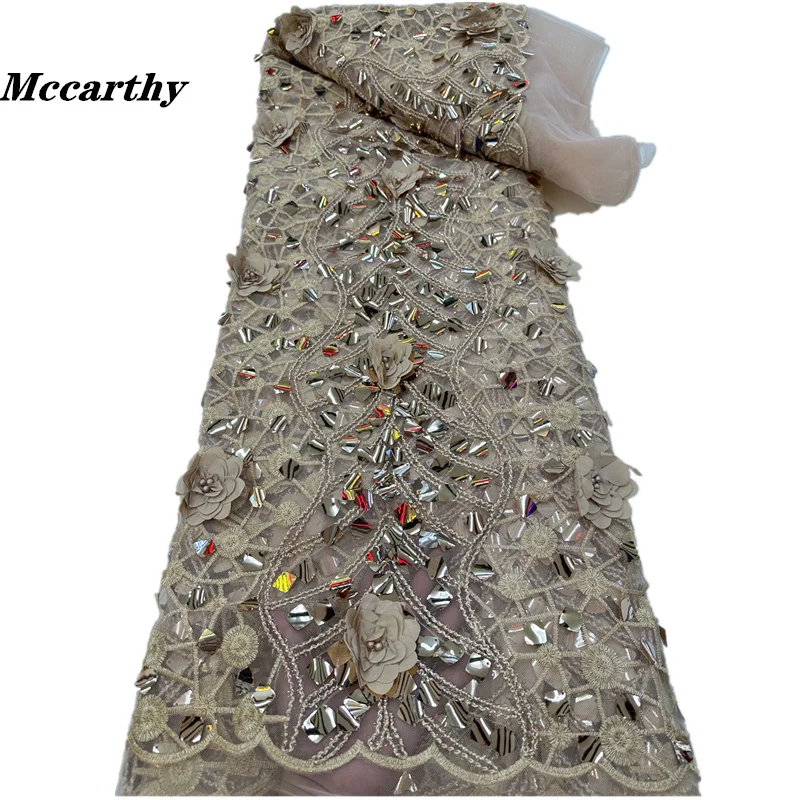 

2023 Fashion African 3d Lace Fabric Luxury Sequins Tulle Evening Dresses For Nigerian Women Embroidery French Lace Fabric Sewing