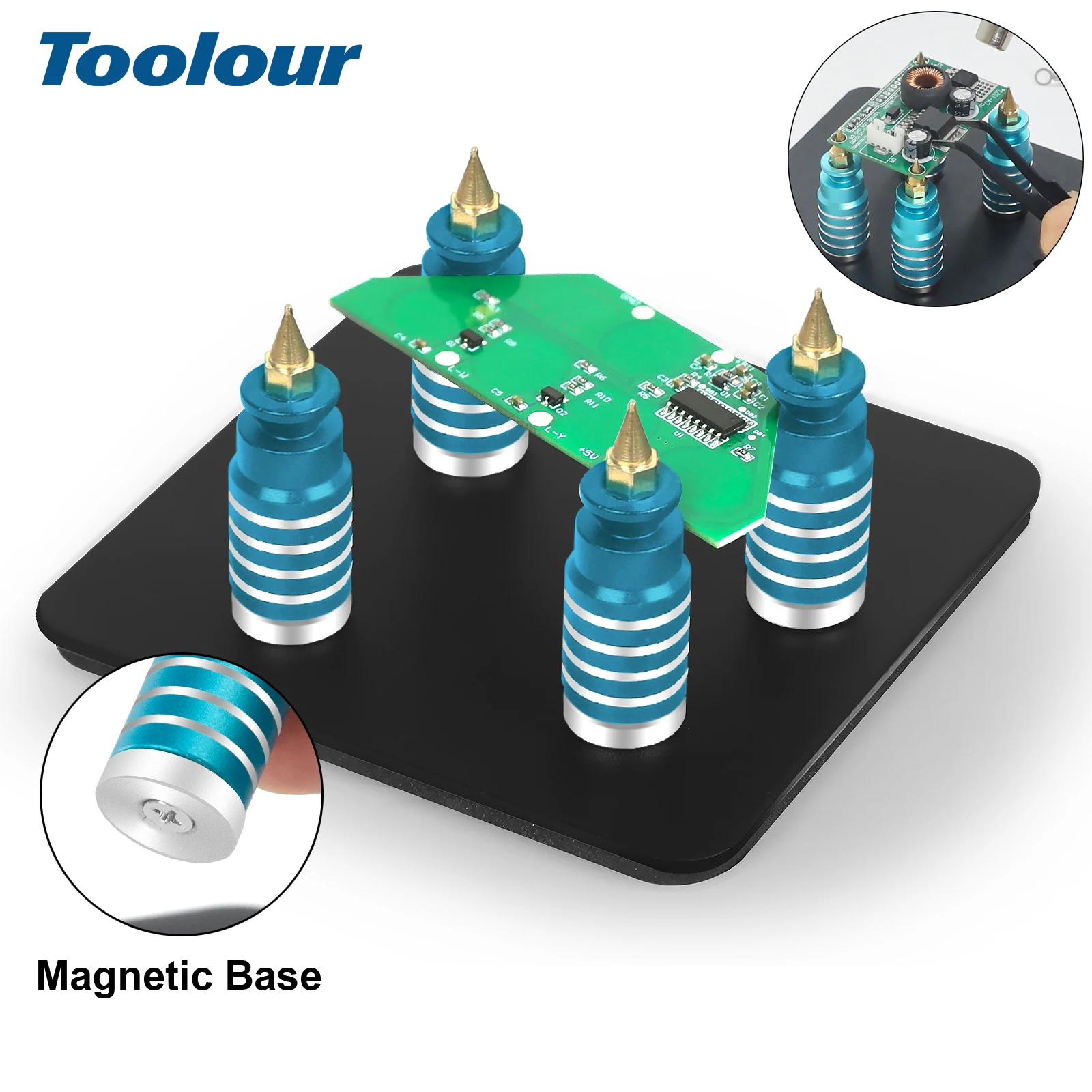 

Toolour Soldering Helping Hands 4Pcs PCB Circuit Board Holder Metal Magnetic Fixture with Iron Plate for Soldering/Desoldering