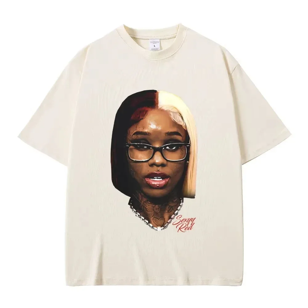 

Rapper Sexyy Red Nicki Minaj Face Graphic Print T-shirt Men Women Hip Hop Casual Oversized Tshirt Men's Fashion Trend Streetwear